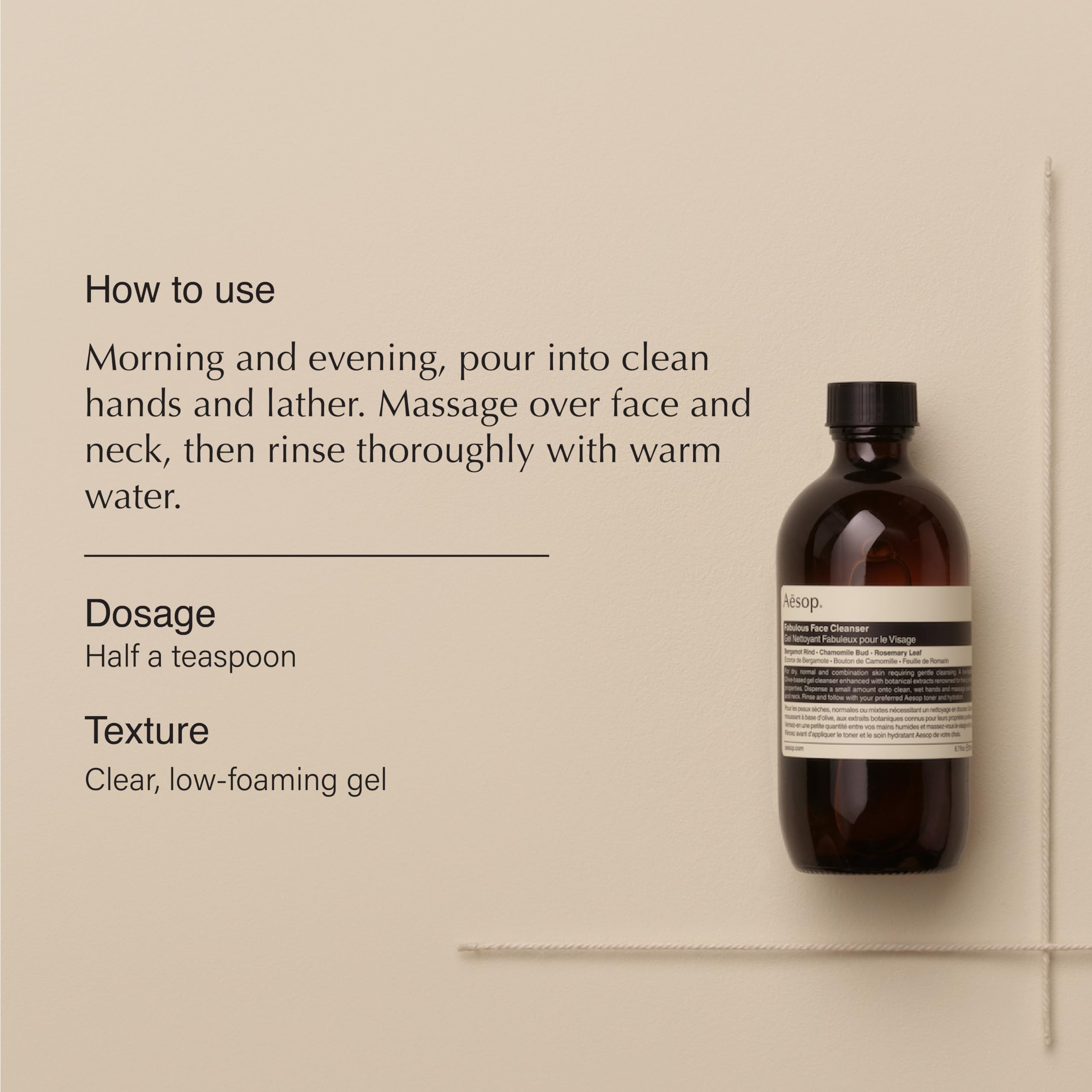 Aesop Fabulous Face Cleanser | Gentle Olive-Derived Cleanser for Normal & Combination Skin | 6.7 oz