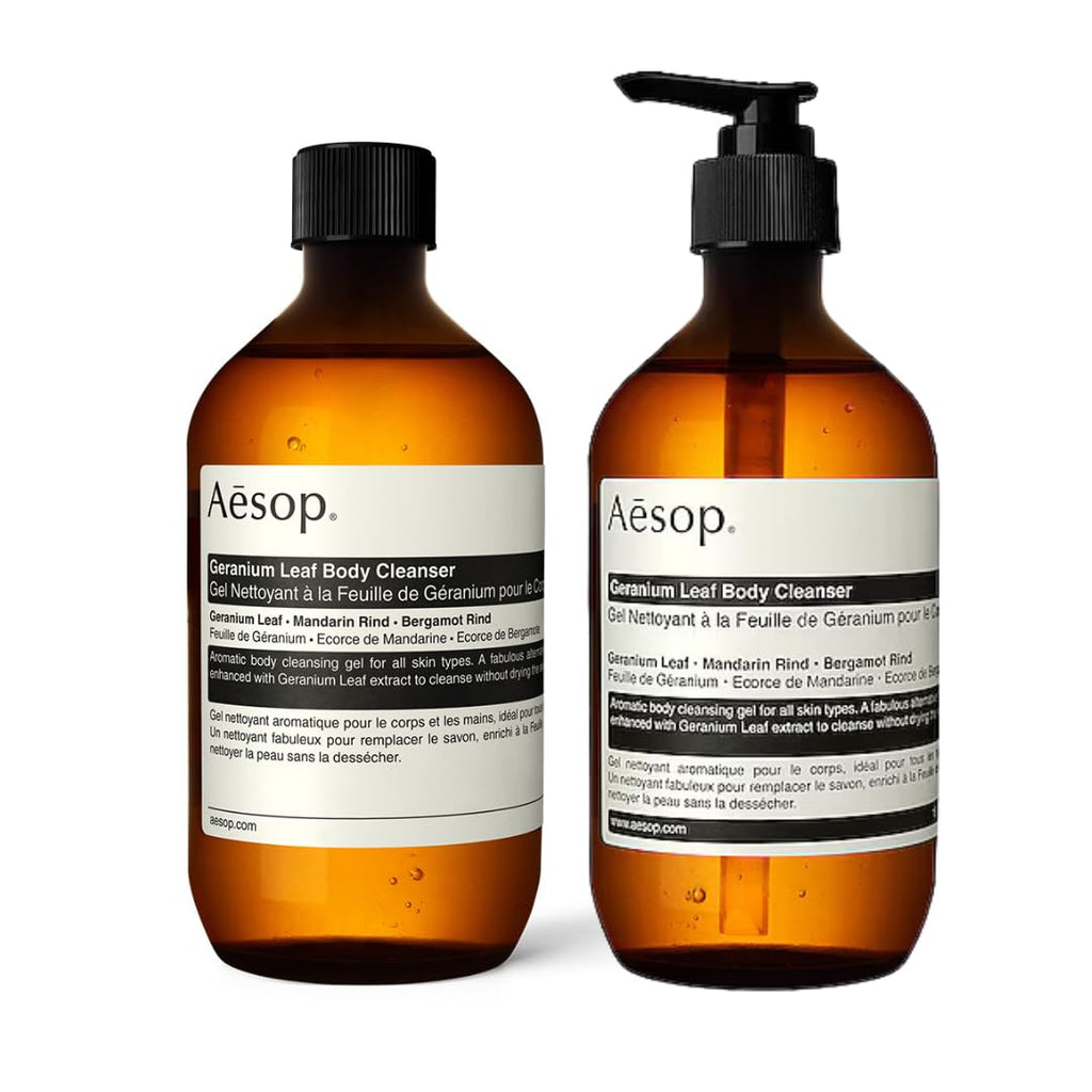 Aesop Geranium Leaf Body Cleanser + Refill | Invigorating Cleansing Gel, 16.9 oz Pack of 2