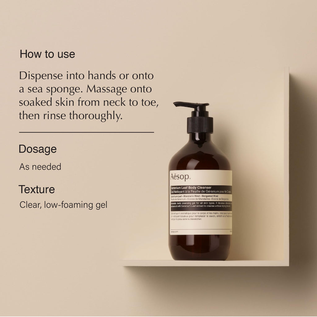 Aesop Geranium Leaf Body Cleanser + Refill | Invigorating Cleansing Gel, 16.9 oz Pack of 2