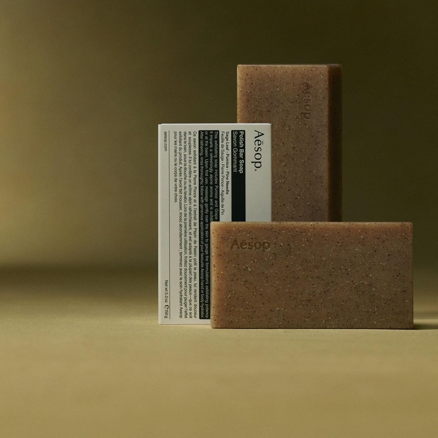 Aesop Polish Bar Soap | Exfoliating Pumice & Botanical Oils | Non-Drying Cleansing Bar | 5.2 oz Pack of 2