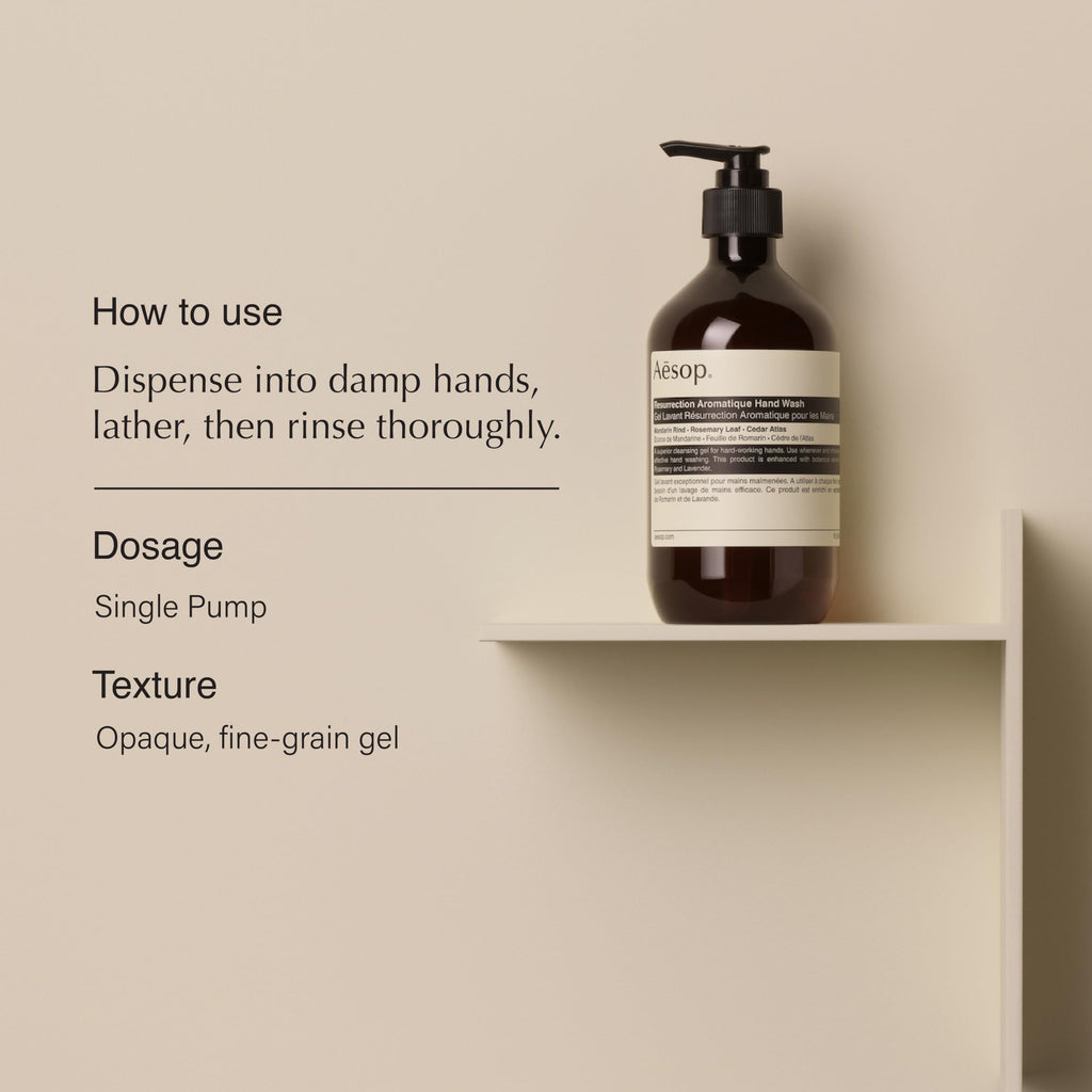 Aesop Resurrection Aromatique Hand Wash | Hydrating Citrus & Herbaceous Cleanser – 3 × 500mL