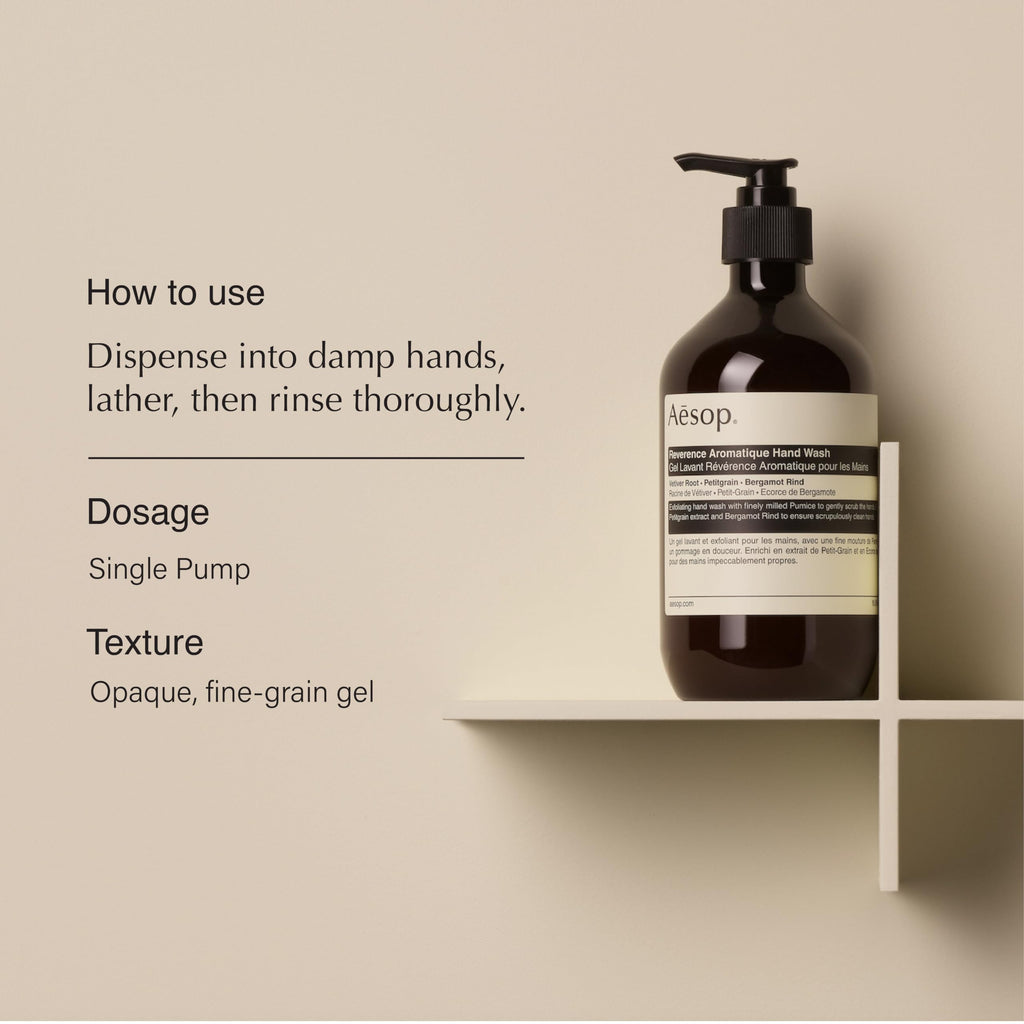 Aesop Reverence Aromatique Hand Wash | Exfoliating Cleanser, Woody & Smoky | Pack of 3 (500 mL each)