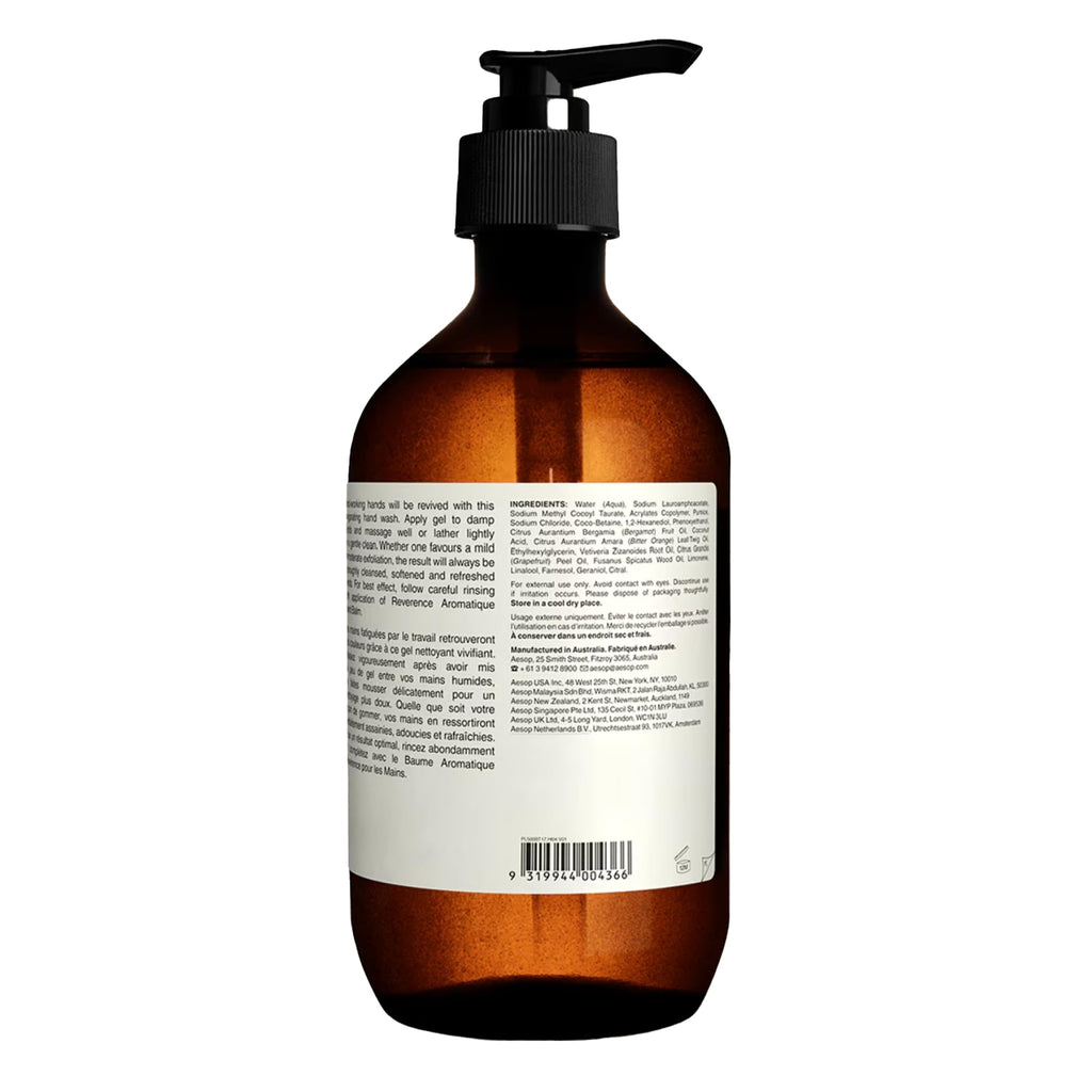 Aesop Reverence Aromatique Hand Wash | Exfoliating Cleanser, Woody & Smoky | Pack of 3 (500 mL each)