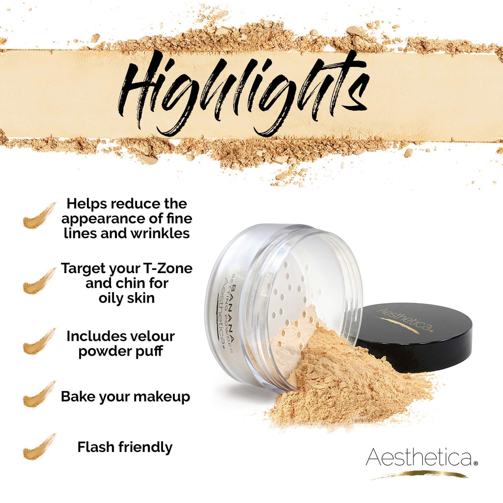 Aesthetica Banana Loose Setting Powder – Matte Finish with Velour Puff