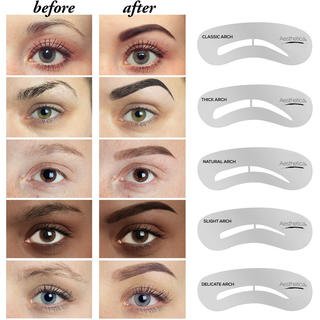 Aesthetica Brow Contour Kit – 16-Piece Eyebrow Palette with Powders, Stencils & Highlighter