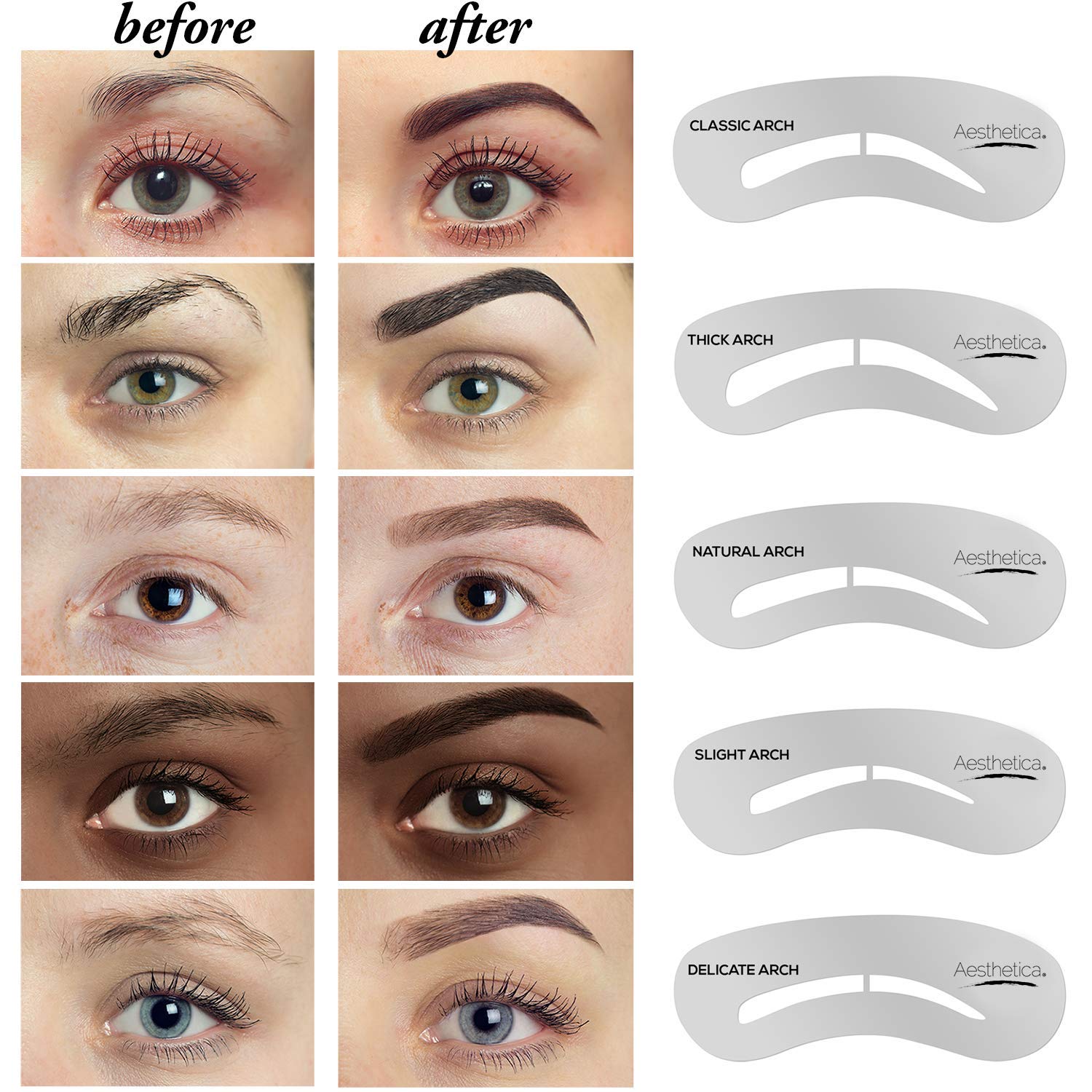 Aesthetica Brow Contour Kit – 16-Piece Eyebrow Palette with Powders, Stencils & Highlighter