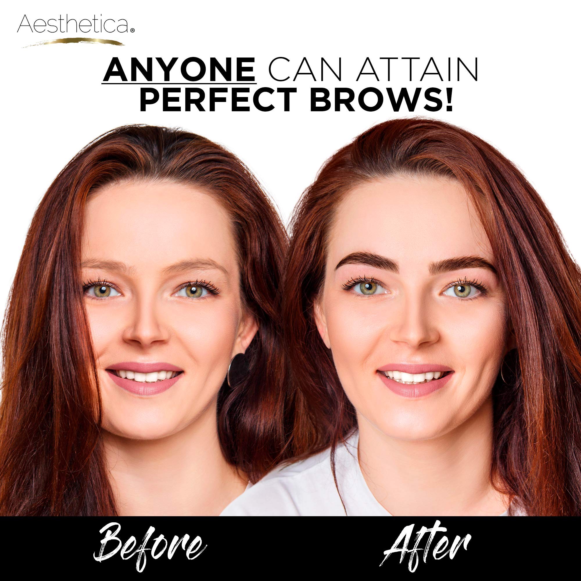 Aesthetica Brow Contour Kit – 16-Piece Eyebrow Palette with Powders, Stencils & Highlighter