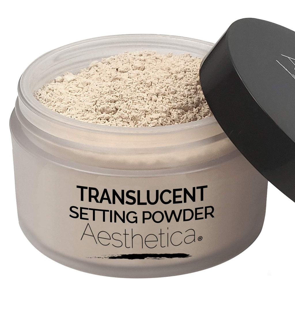 Aesthetica Translucent Setting Powder – Matte Finish Loose Powder with Velour Puff (Vegan, Cruelty-Free)