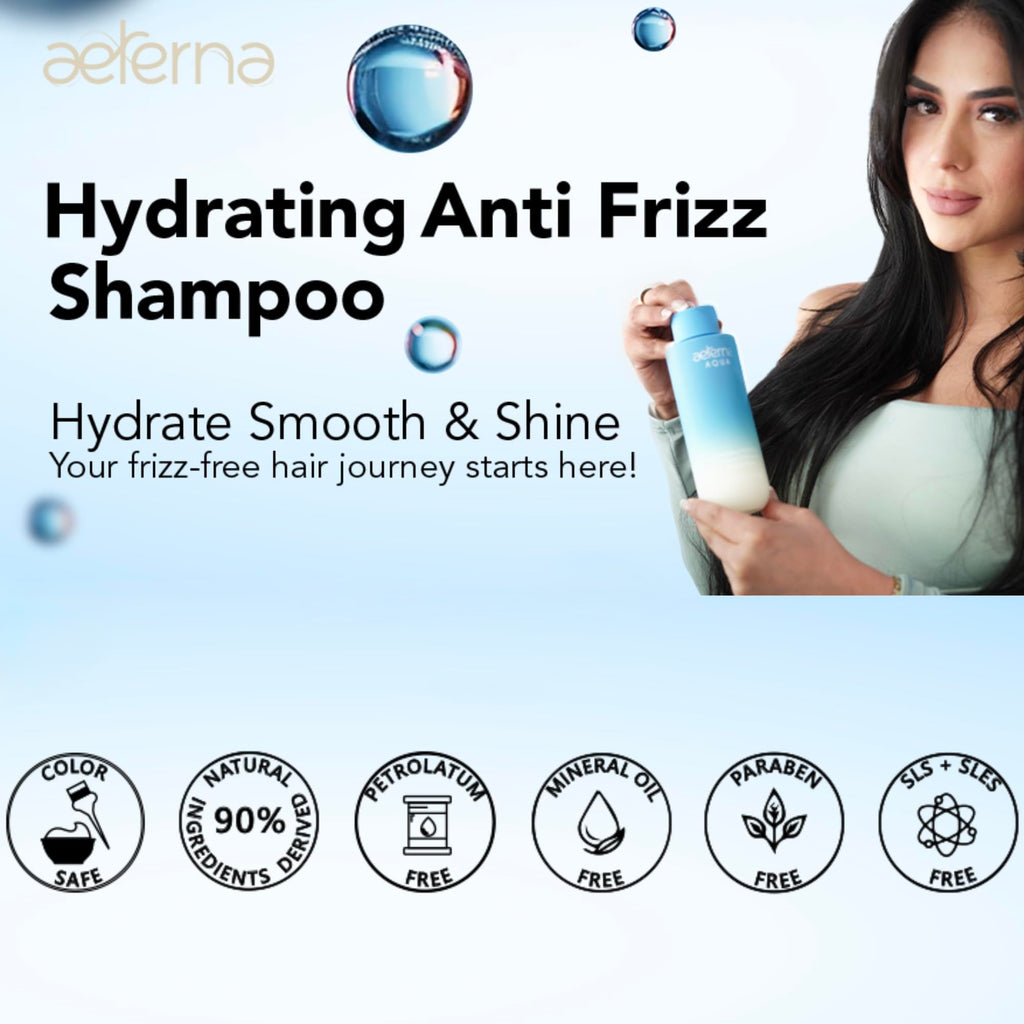 Aeterna AQUA Hydrating Anti-Frizz Shampoo – Color-Safe, Sulfate-Free (250ml)