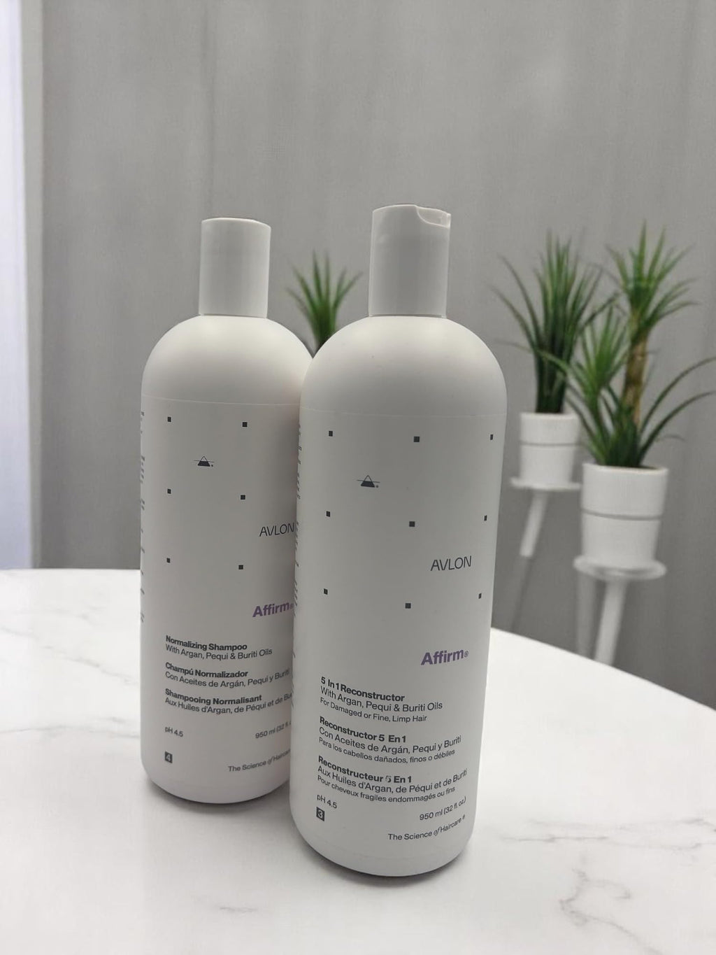 Affirm 5-in-1 Reconstructor + Normalizing Shampoo Combo (32 oz Each) – Professional Hair Repair System for Damaged or Fine, Limp Hair