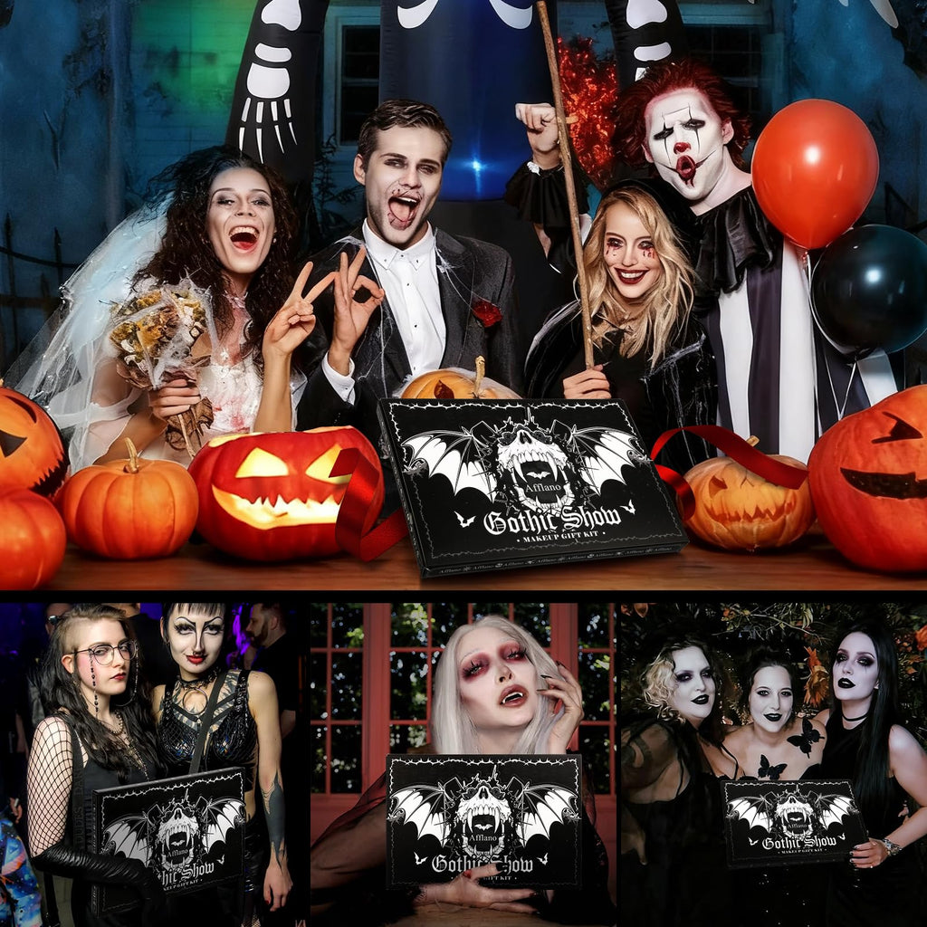 Afflano Goth Makeup Kit – 26-Piece Halloween SFX Set for Creative Gothic Looks