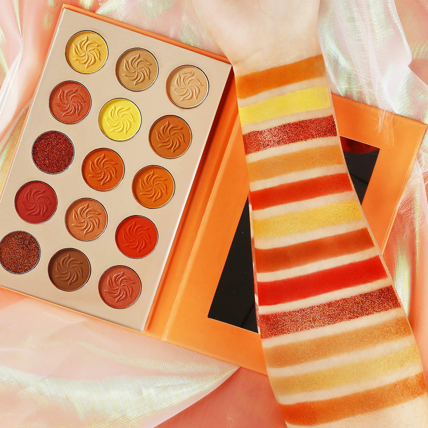 Afflano Sunset 15-Color Eyeshadow Palette – Warm Red-Orange Tones, Cruelty-Free