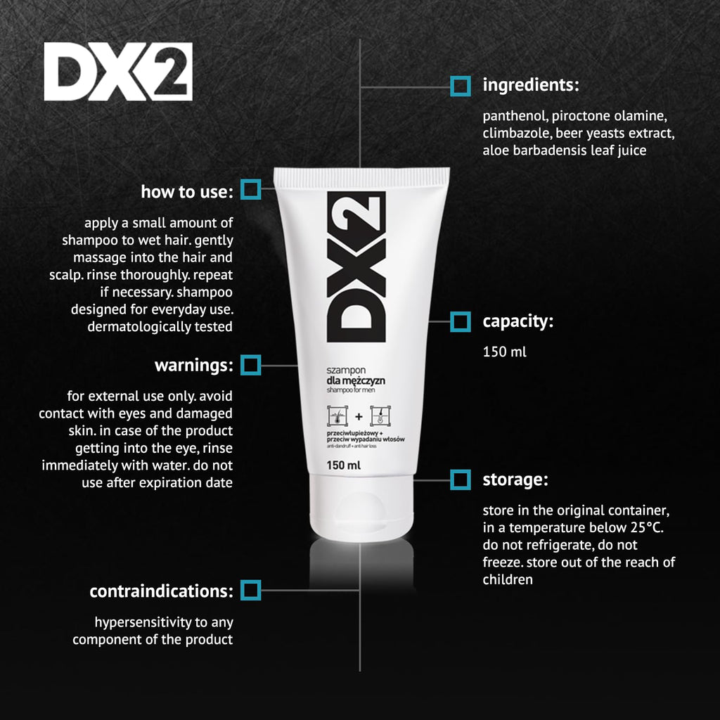 Aflofarm DX2 - Anti-Dandruff + Anti Hair-Loss Shampoo for Men | Double-Action Formula (150 ml)