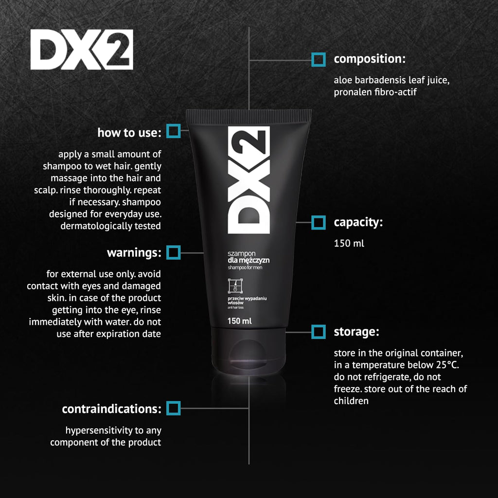 DX2 Hair Loss Shampoo for Men by Aflofarm | Restore Follicles & Revitalize Thinning Hair – 150ml