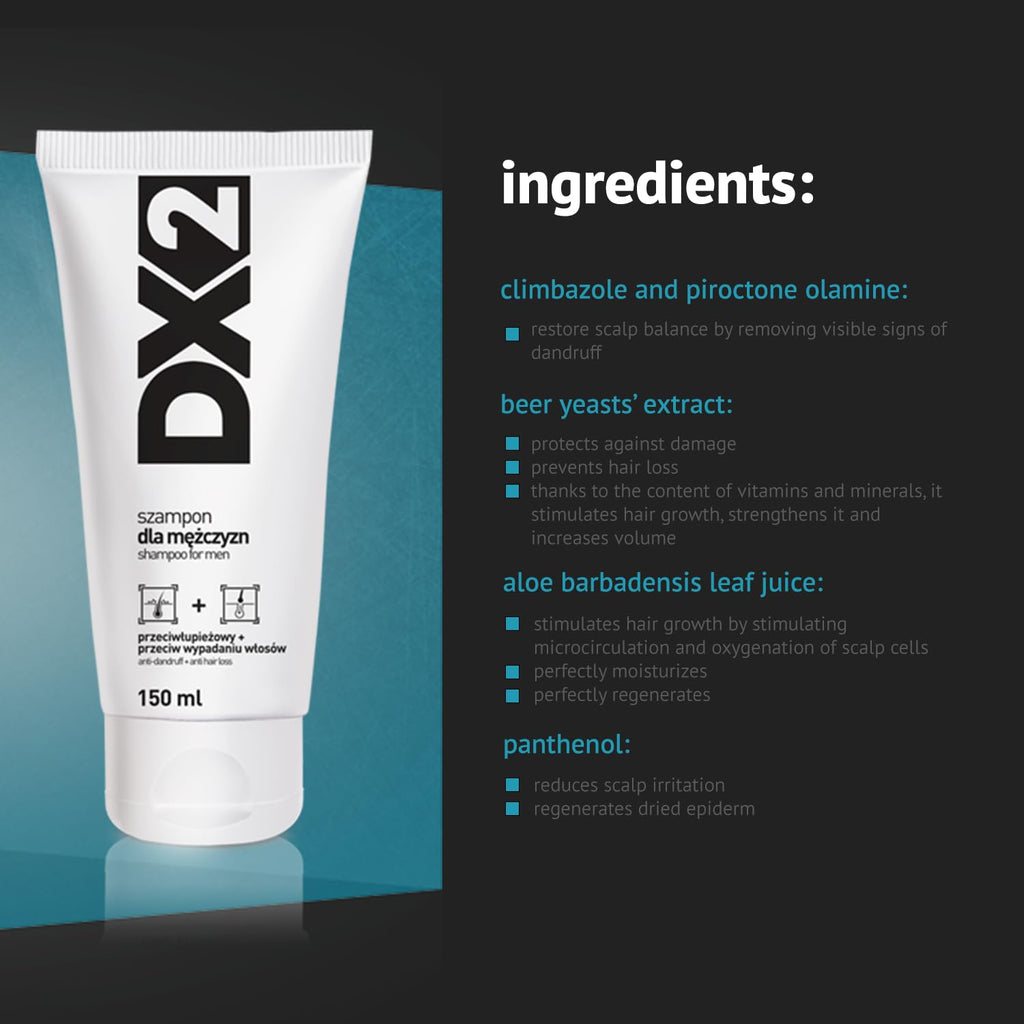 Aflofarm DX2 - Anti-Dandruff + Anti Hair-Loss Shampoo for Men | Double-Action Formula (150 ml)