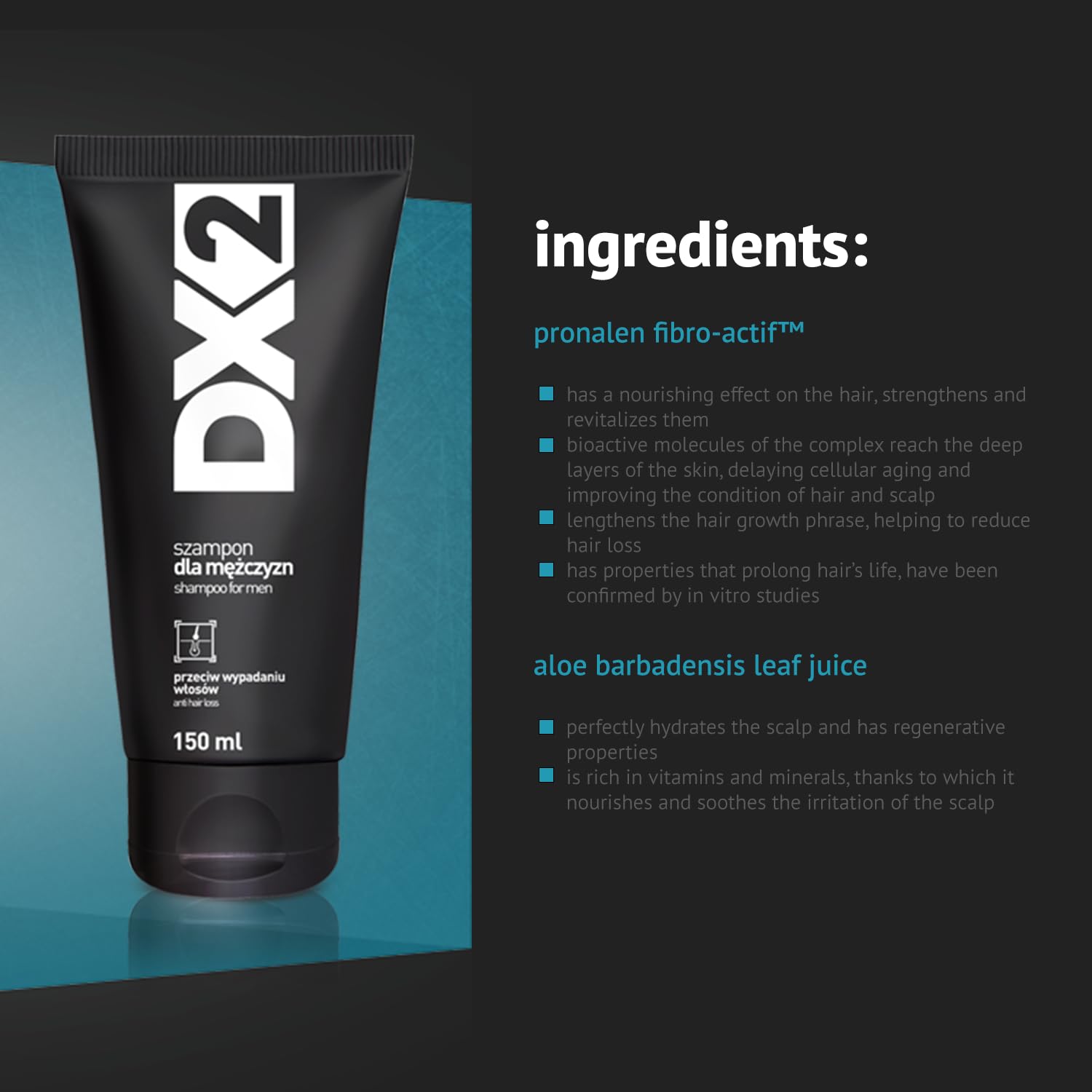 DX2 Hair Loss Shampoo for Men by Aflofarm | Restore Follicles & Revitalize Thinning Hair – 150ml