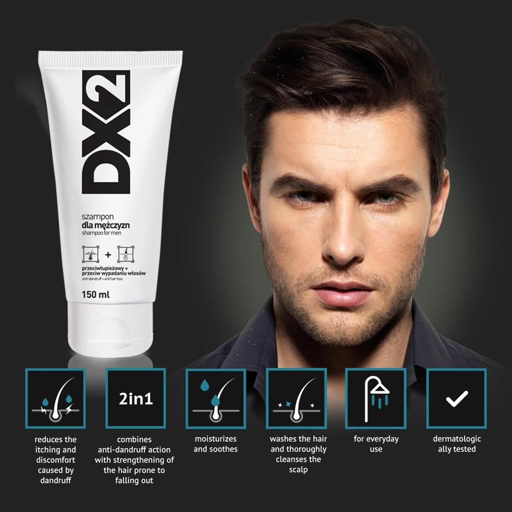 Aflofarm DX2 - Anti-Dandruff + Anti Hair-Loss Shampoo for Men | Double-Action Formula (150 ml)
