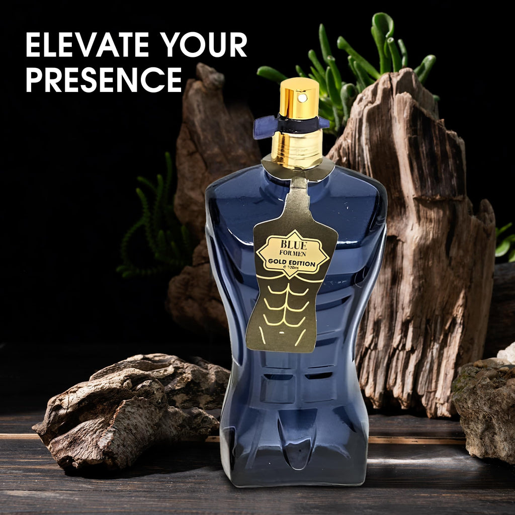 AFLUXE Blue For Men Gold – Sensual Woody Eau de Parfum, Long-Lasting Fresh & Warm Scent, 100 ml