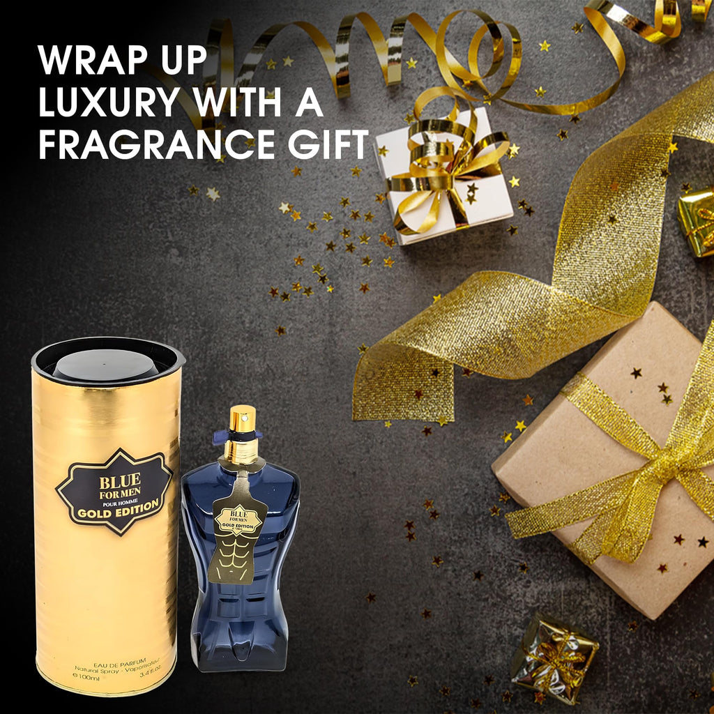 AFLUXE Blue For Men Gold – Sensual Woody Eau de Parfum, Long-Lasting Fresh & Warm Scent, 100 ml