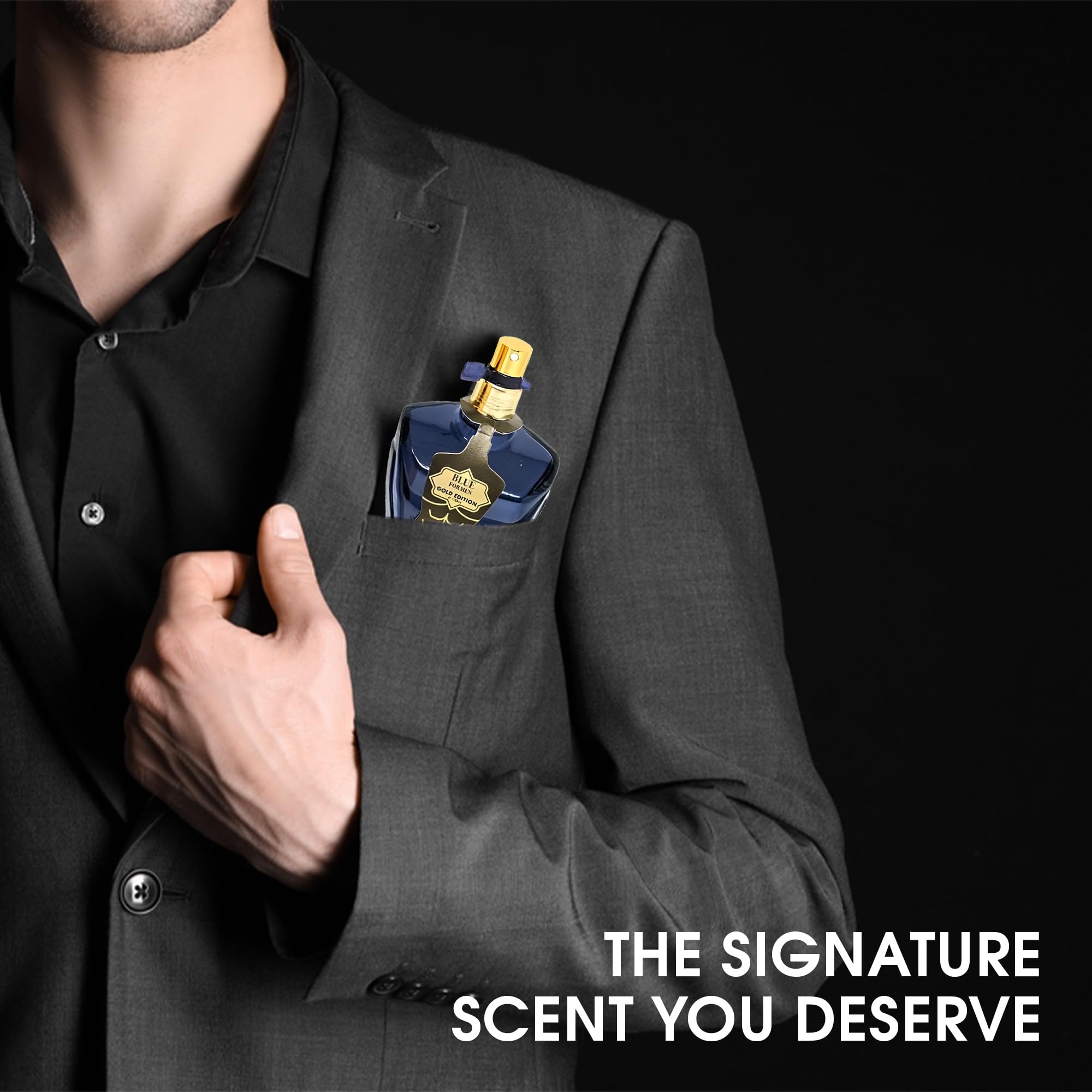 AFLUXE Blue For Men Gold – Sensual Woody Eau de Parfum, Long-Lasting Fresh & Warm Scent, 100 ml