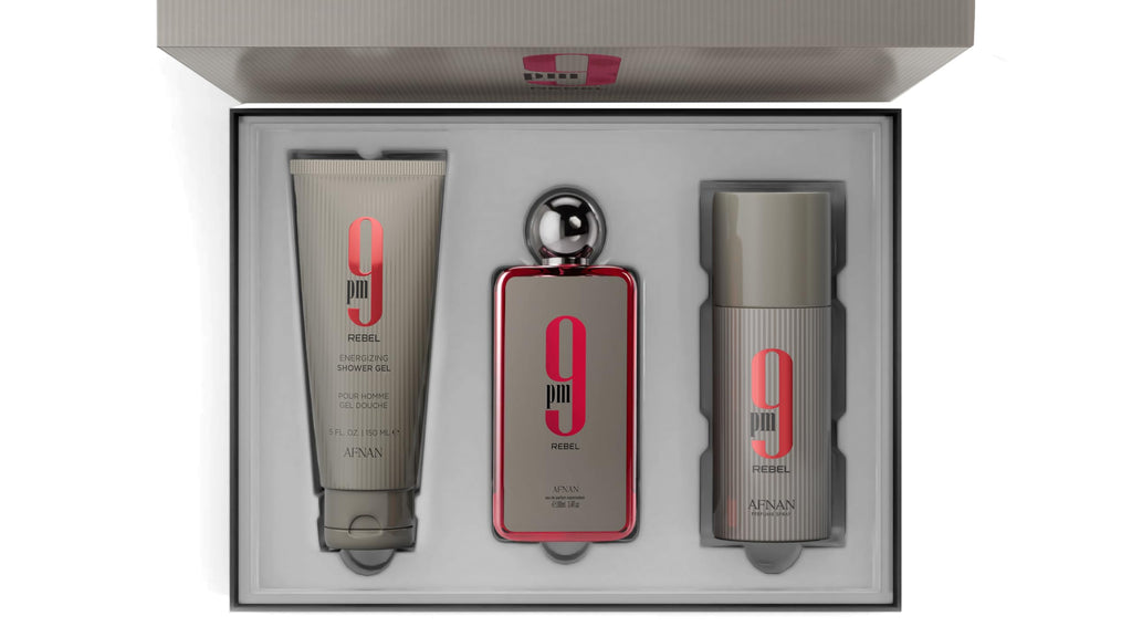 Afnan 9 PM Rebel Unisex Luxury Gift Set – EDP 3.4 oz, Deodorant 5 oz, Shower Gel 5 oz