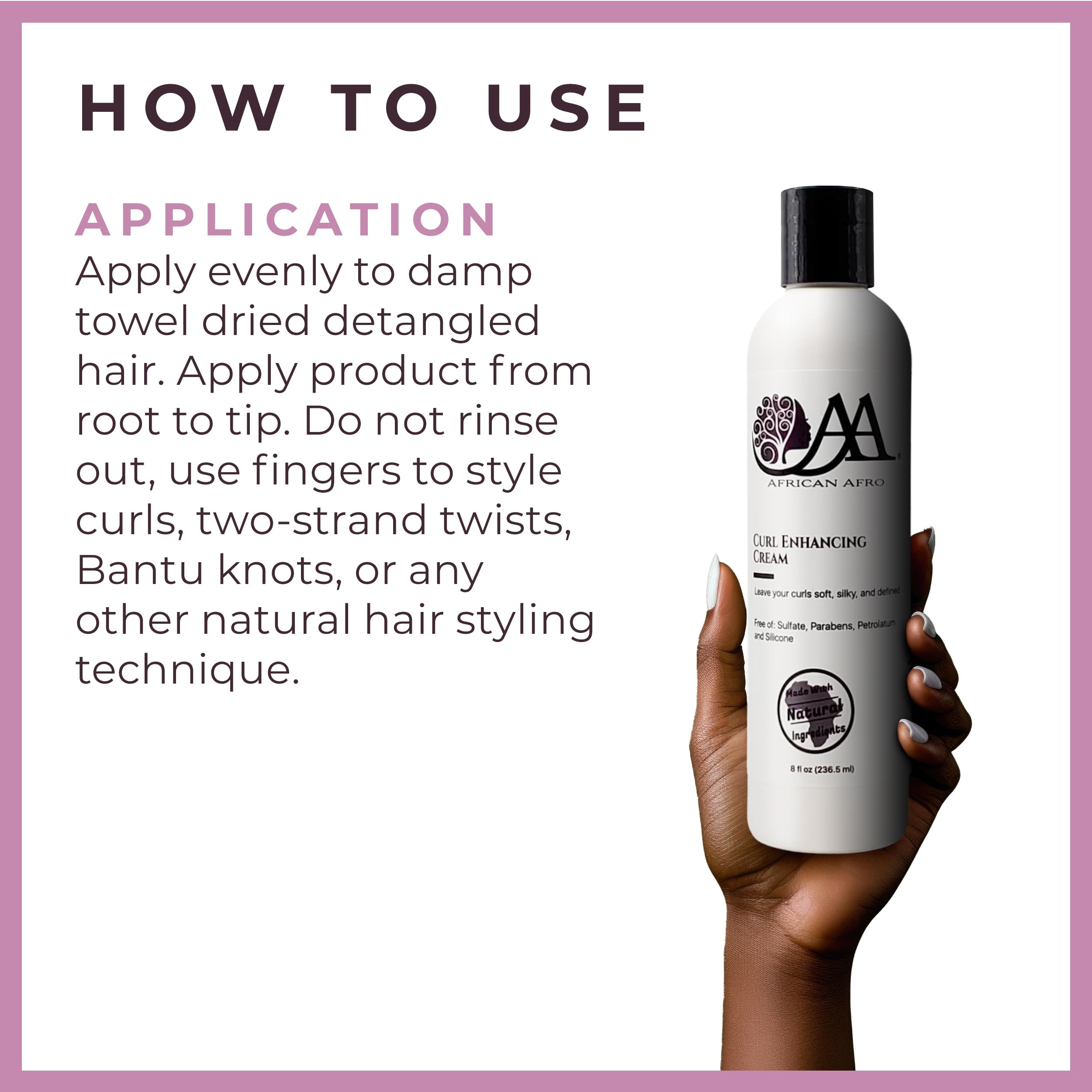 African Afro AA Curl Enhancing Cream – Curl Defining for Medium to Coarse Curls | Avocado Oil | 8 oz