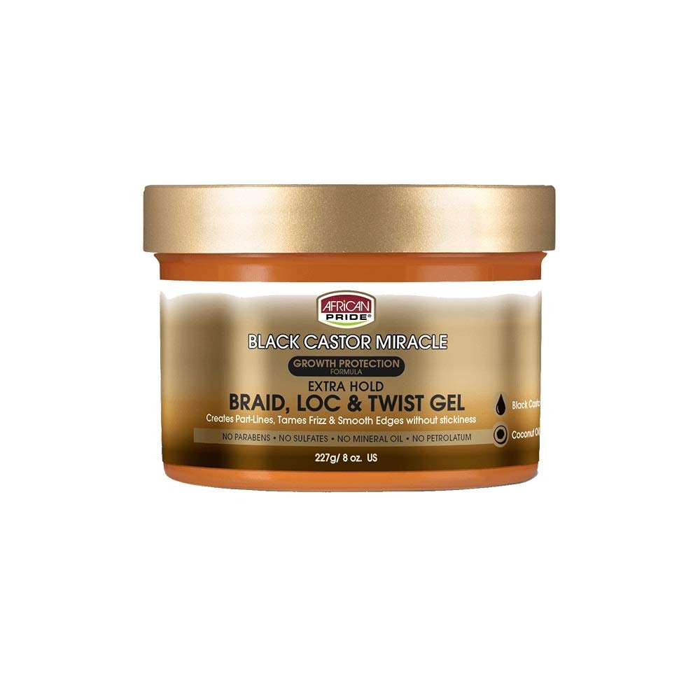 [Pack of 3] African Pride Black Castor Miracle Extra Hold Braid Loc & Twist Gel 8oz