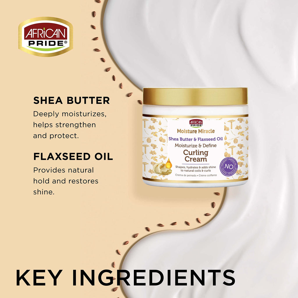 African Pride Moisture Miracle Curling Cream — 15 Oz (3 Pack) for Defined, Shiny Curls