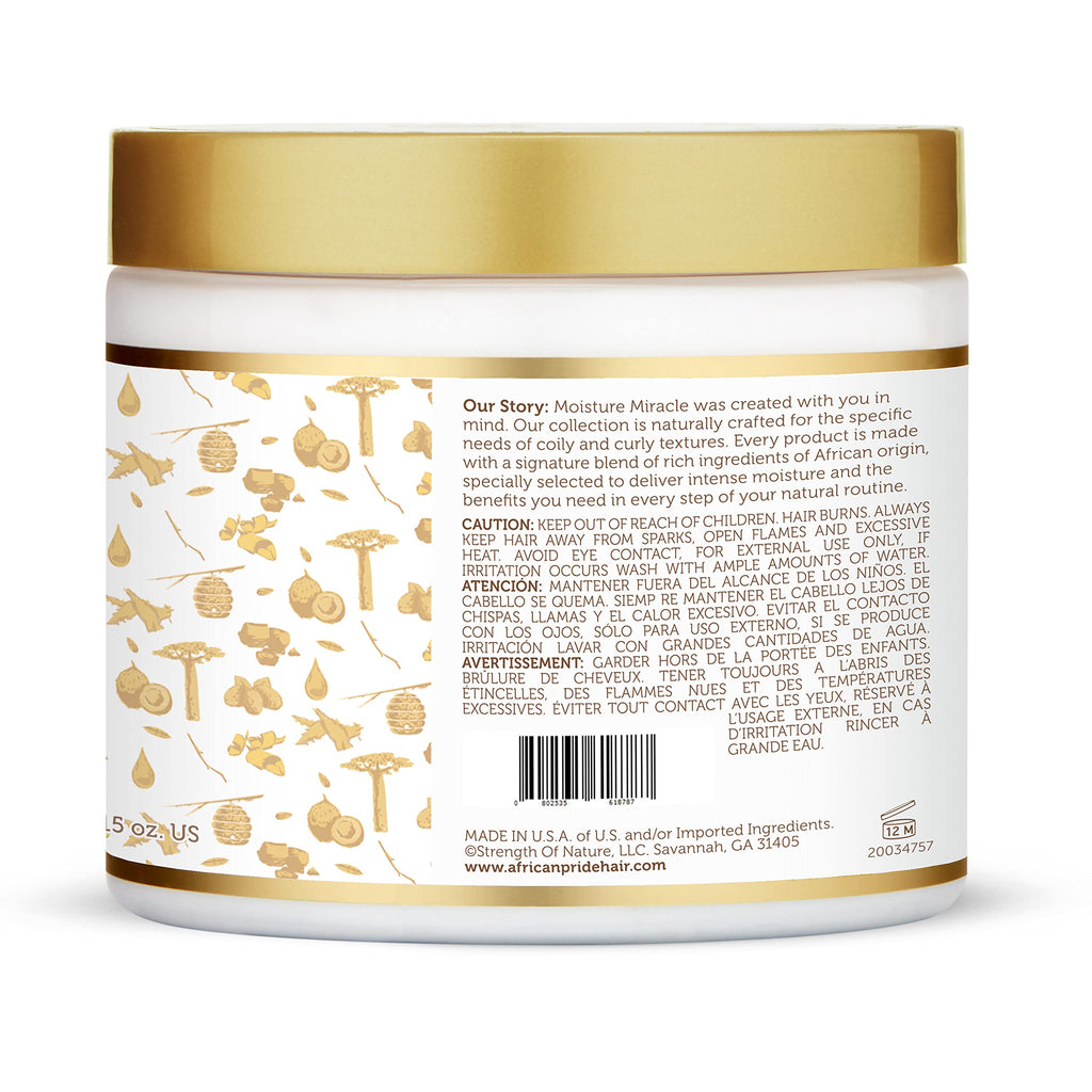 African Pride Moisture Miracle Curling Cream — 15 Oz (3 Pack) for Defined, Shiny Curls