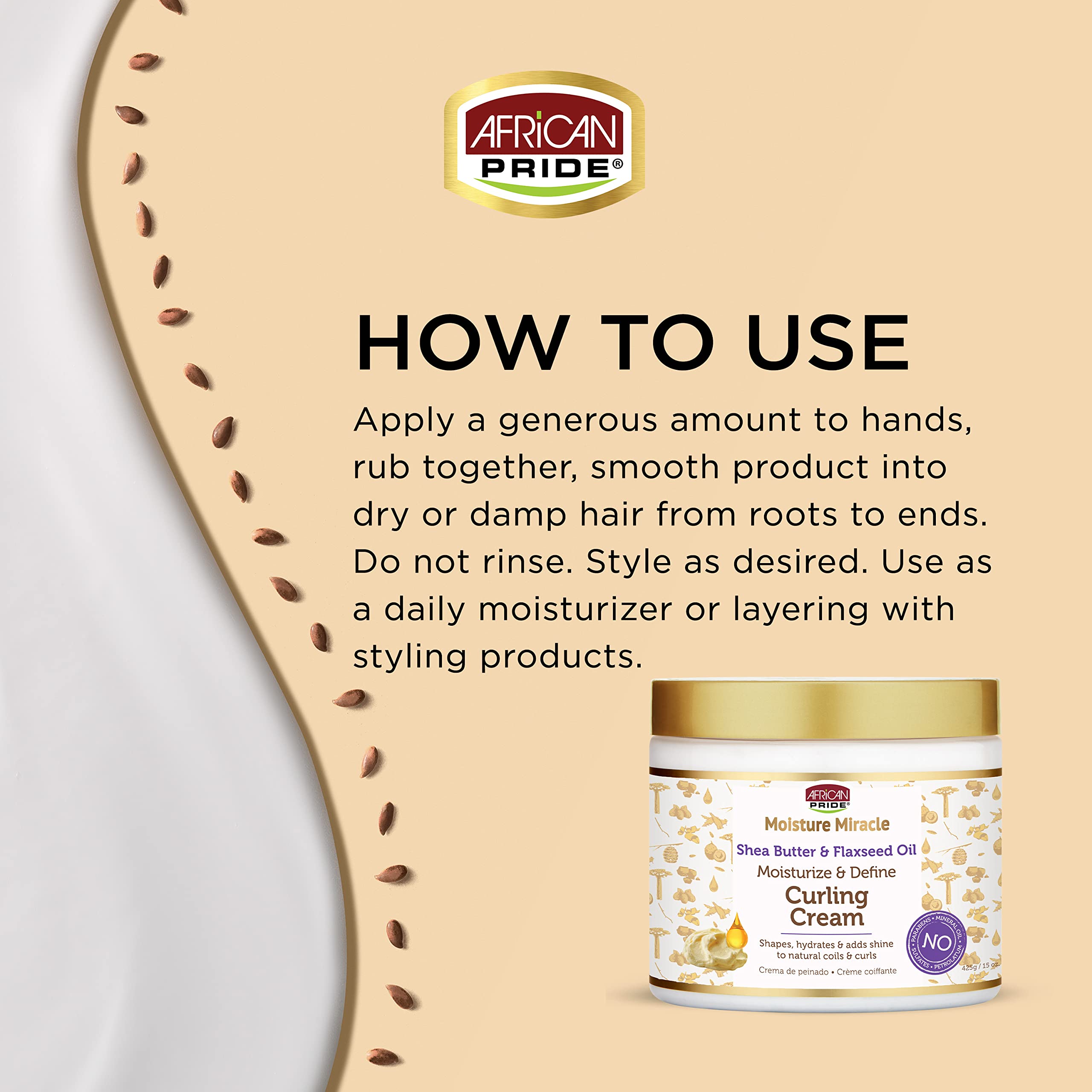 African Pride Moisture Miracle Curling Cream — 15 Oz (3 Pack) for Defined, Shiny Curls