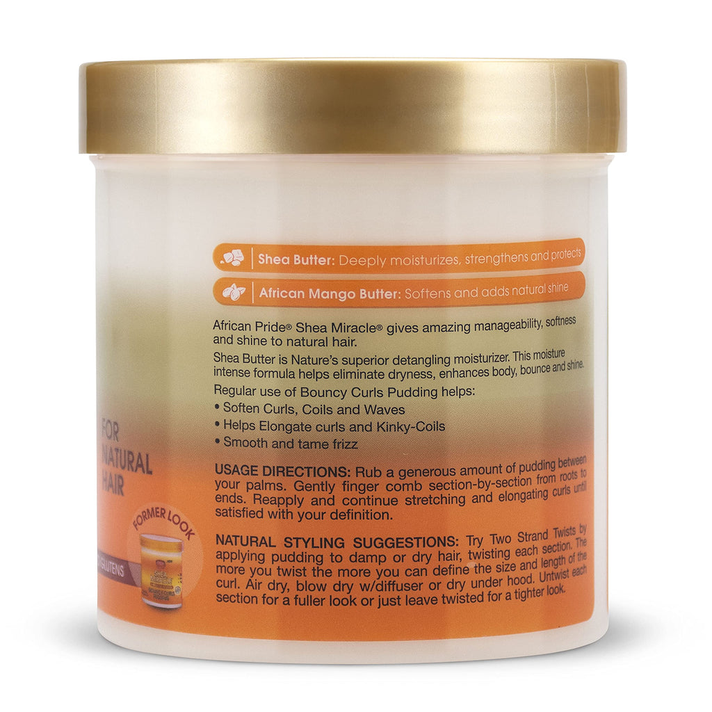 African Pride Shea Miracle Bouncy Curls Pudding (3 Pack) - Define Curls & Tame Frizz, 15 oz