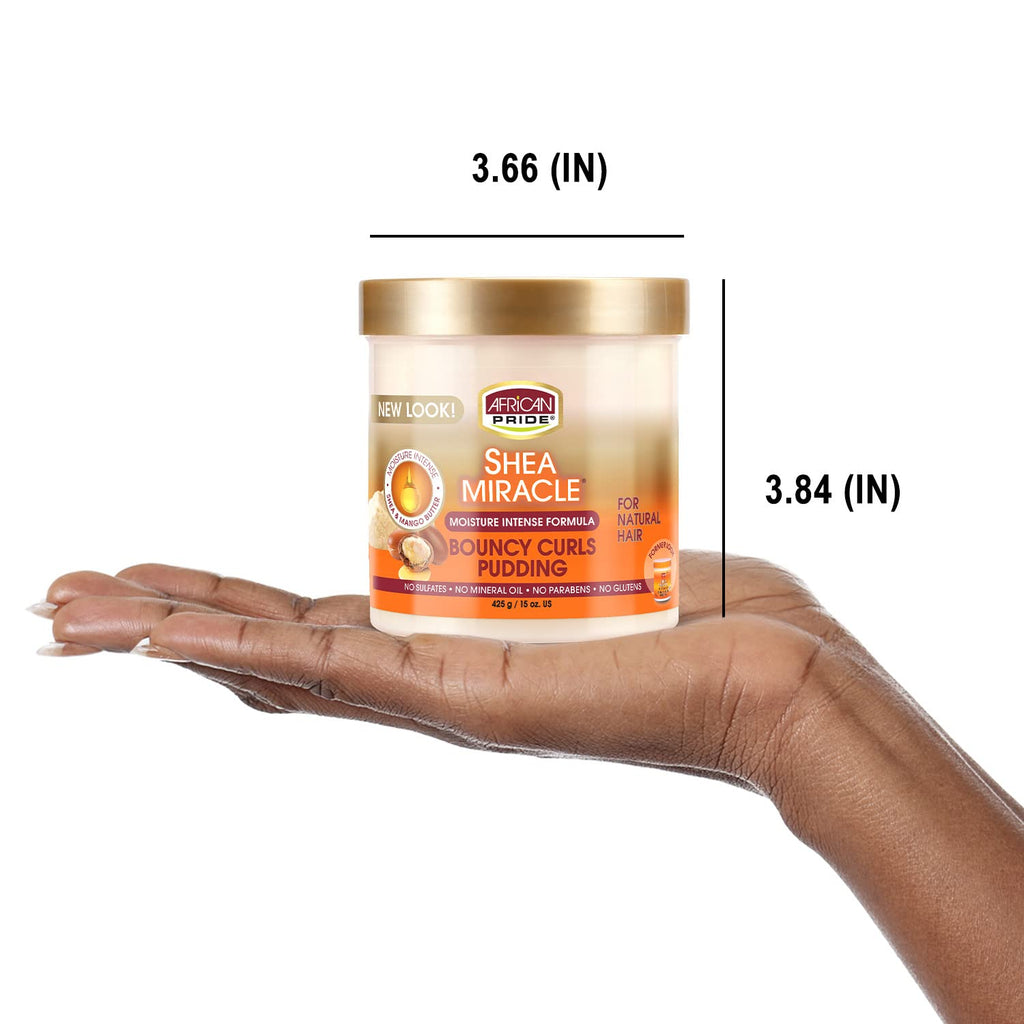 African Pride Shea Miracle Bouncy Curls Pudding (3 Pack) - Define Curls & Tame Frizz, 15 oz