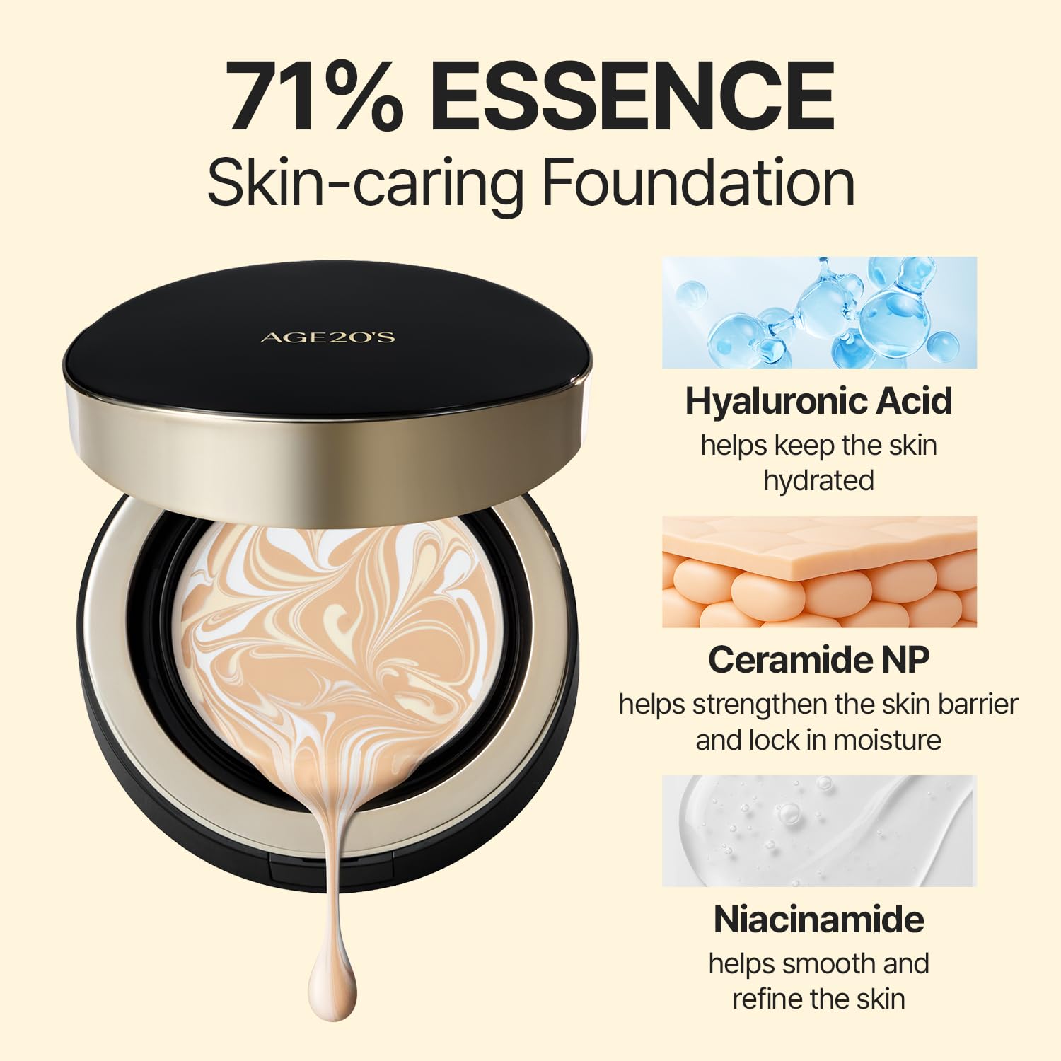 AGE 20's Signature Essence Pact 23W BEIGE – Vegan Cushion SPF 50+
