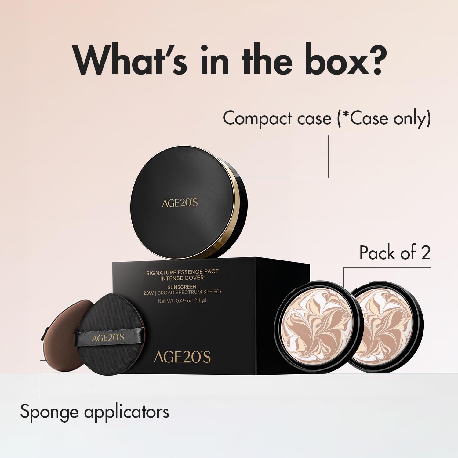 AGE20'S Signature Essence Pact SPF 50+ | Pack of 2 | Ivory 17N | Dewy Cream Foundation