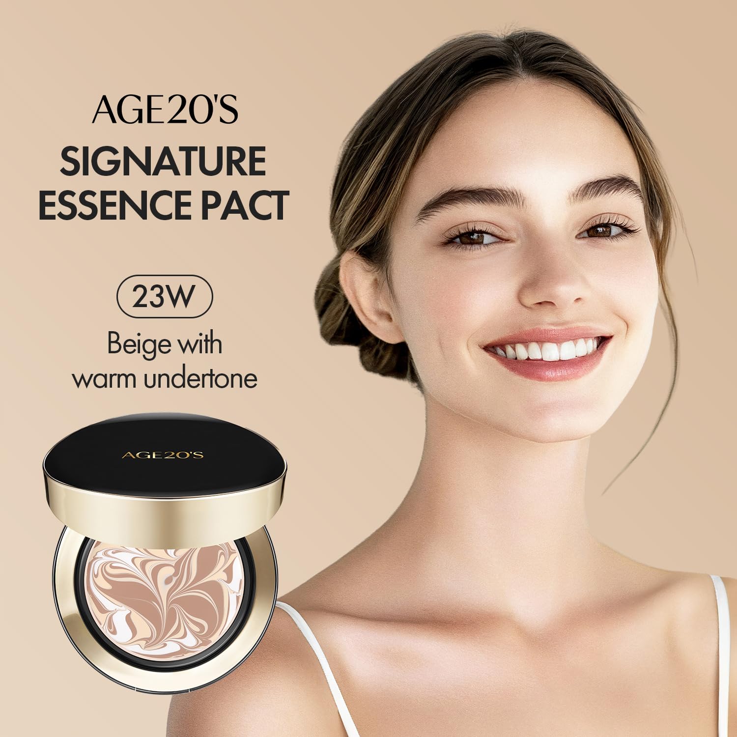 AGE 20's Signature Essence Pact SPF 50+ Beige 23W – Dewy Cream Foundation