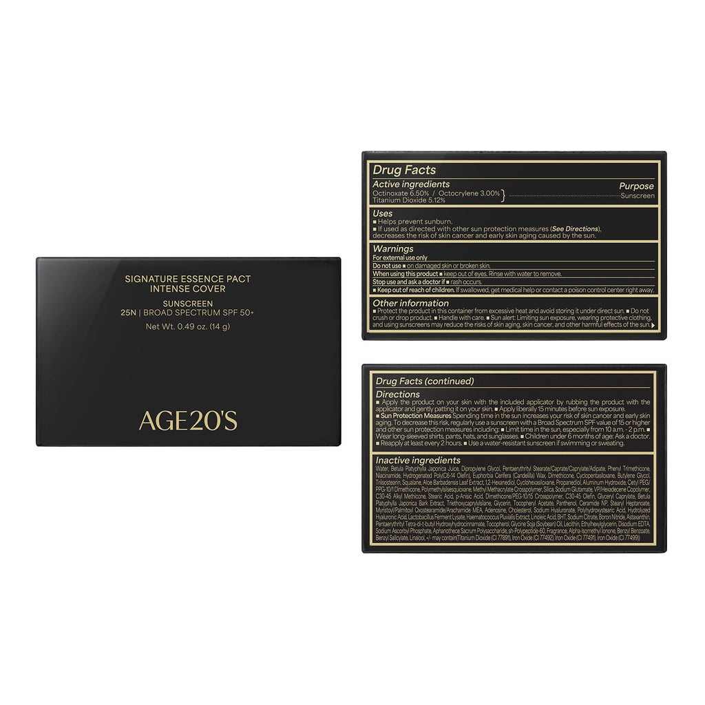 AGE20'S Signature Essence Pact SPF 50+ Cream Foundation - 25N Sand | Dewy Cushion Finish