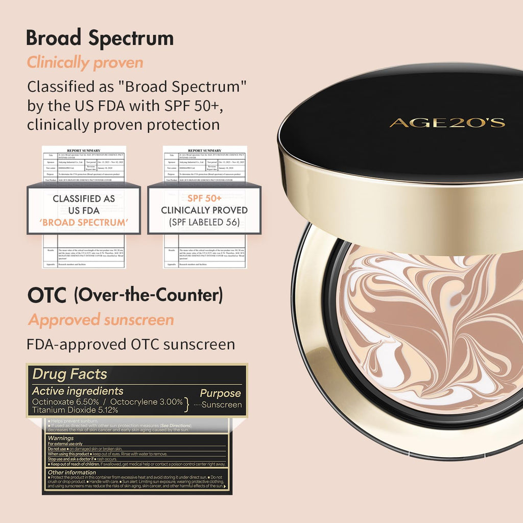 AGE 20's Signature Essence Pact SPF 50+ Cream Foundation – 28N Walnut | Dewy Finish & Natural Coverage