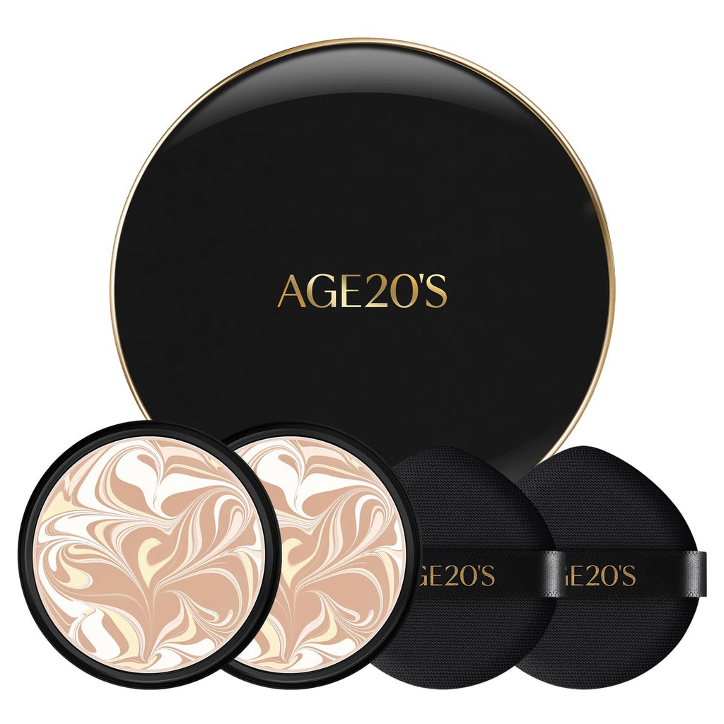 AGE20'S Signature Essence Pact SPF 50+ | Pack of 2 | Ivory 17N | Dewy Cream Foundation