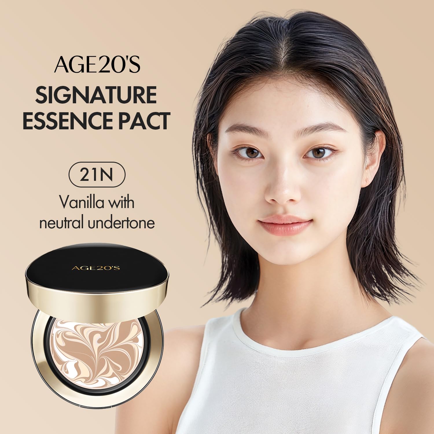 AGE20'S Signature Essence Pact SPF 50+ | 21N Vanilla | Dewy Cream Foundation & Korean Cushion