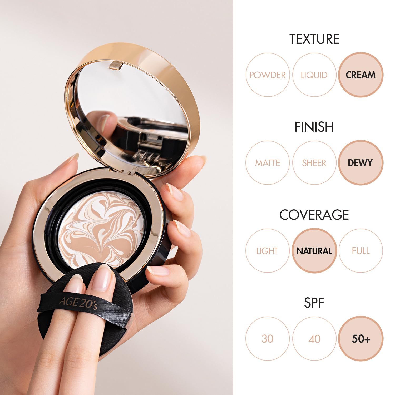 AGE 20's Signature Essence Pact SPF 50+ Cream Foundation – 28N Walnut | Dewy Finish & Natural Coverage