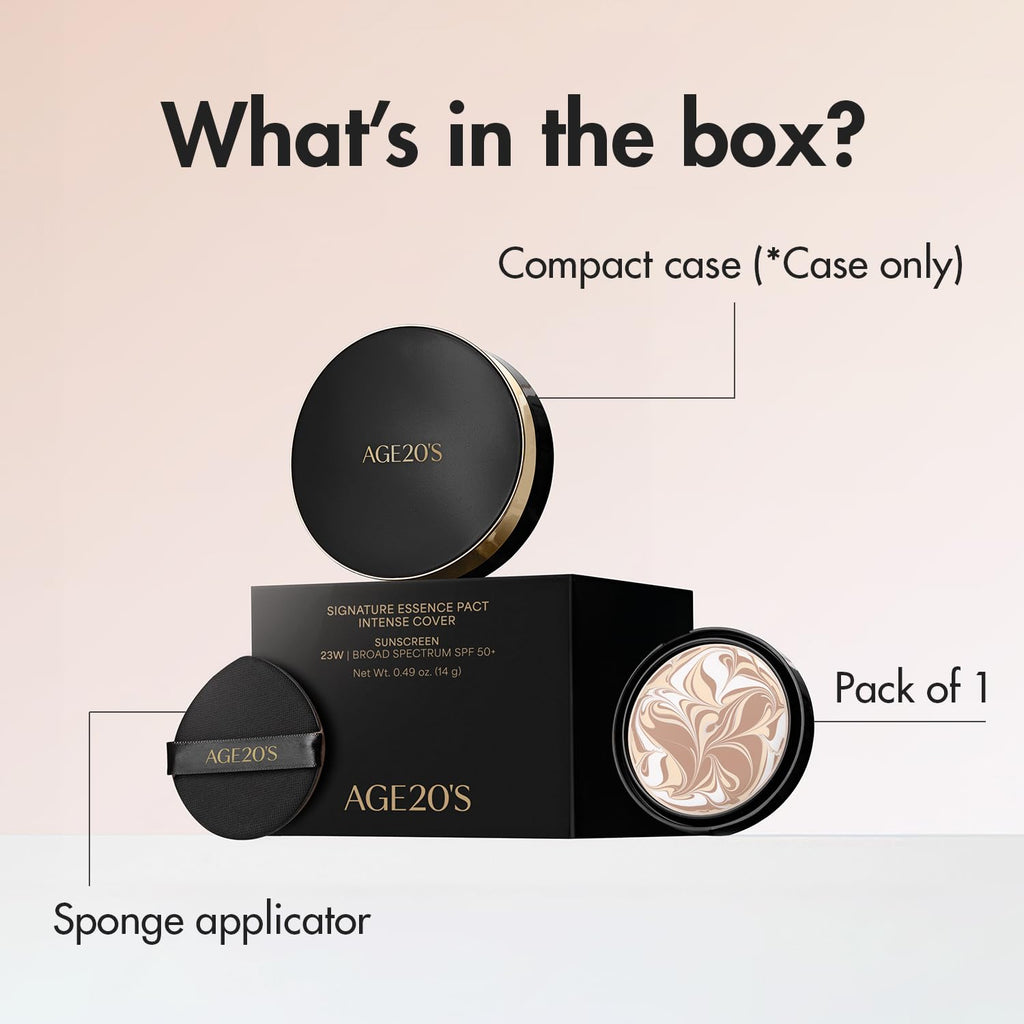 AGE 20's Signature Essence Pact SPF 50+ | 27C Honey | Dewy Cream Foundation, Natural Coverage