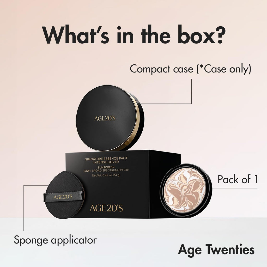 AGE 20's Signature Essence Pact SPF 50+ Cream Foundation – 28N Walnut | Dewy Finish & Natural Coverage