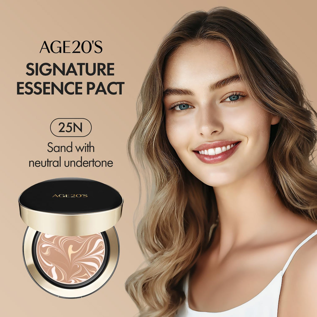 AGE20'S Signature Essence Pact SPF 50+ Cream Foundation - 25N Sand | Dewy Cushion Finish
