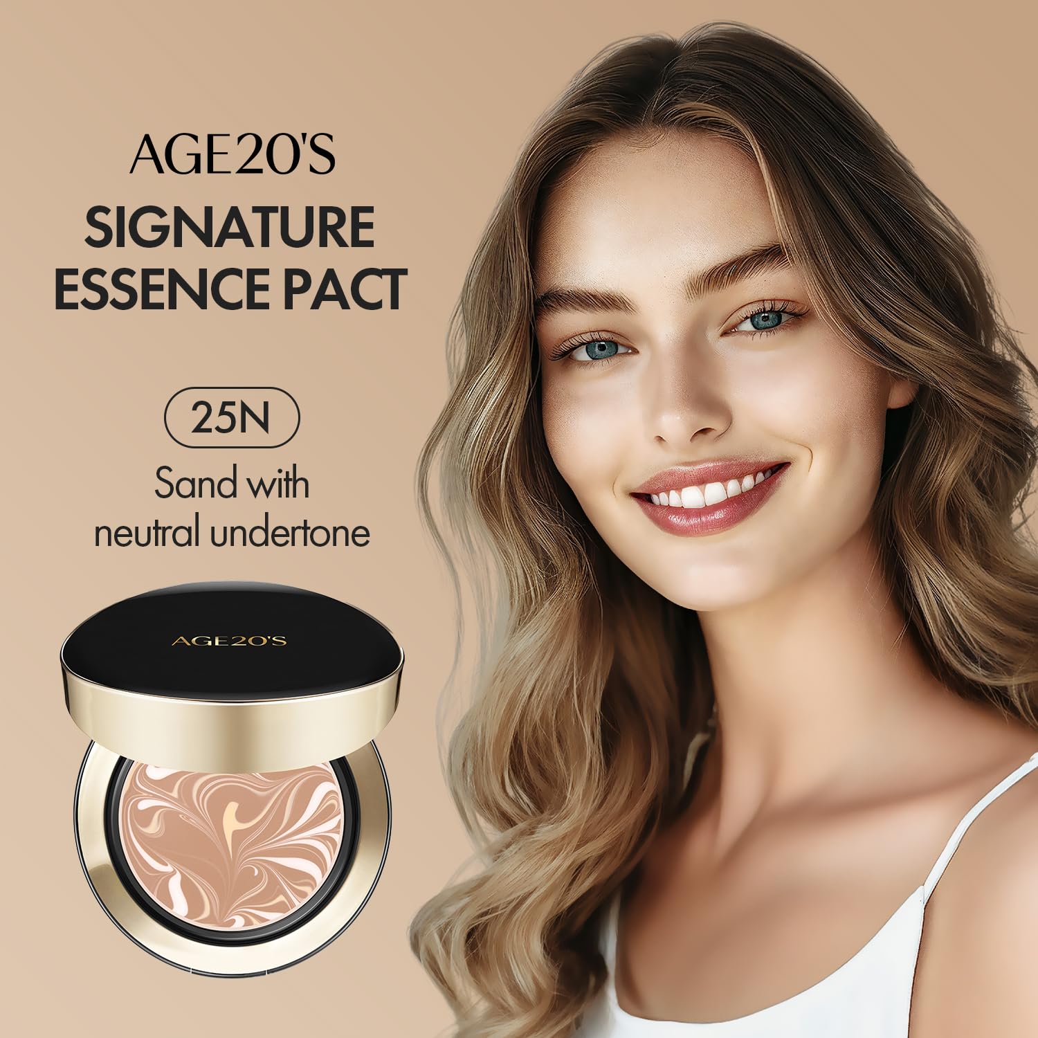 AGE20'S Signature Essence Pact SPF 50+ Cream Foundation - 25N Sand | Dewy Cushion Finish