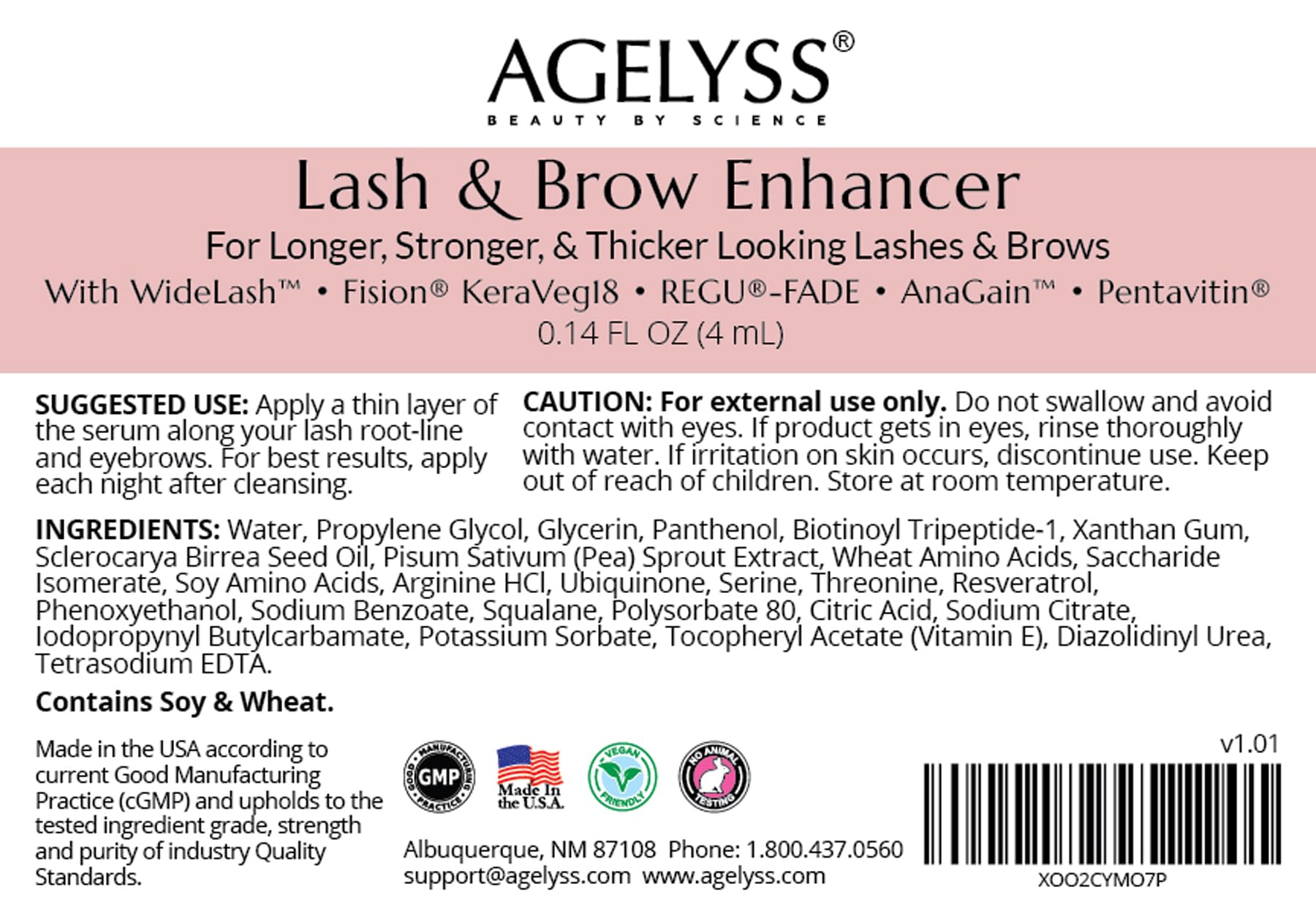Agelyss Lash & Brow Enhancer – Longer, Stronger & Thicker Lashes and Brows (3 Bottles)