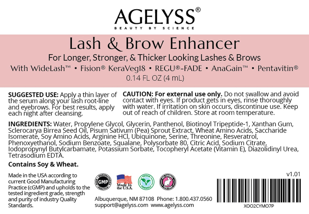Agelyss Lash & Brow Enhancer – Longer, Stronger, Thicker Lashes & Brows | 1 Bottle
