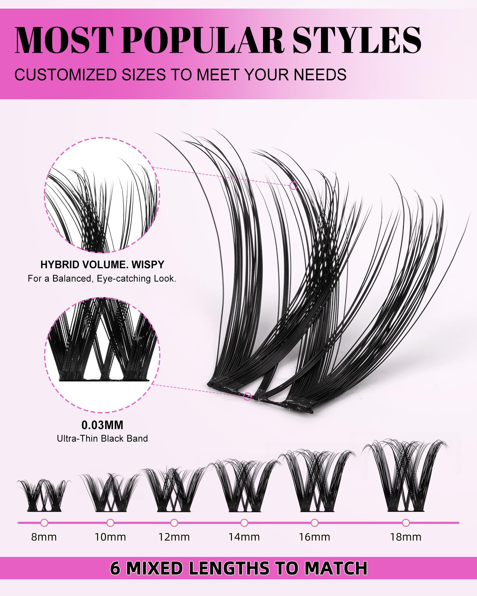 AGGRAD Flora Lash Clusters Kit Wispy Hybrid 8-18mm DIY Lashes with Bond & Seal