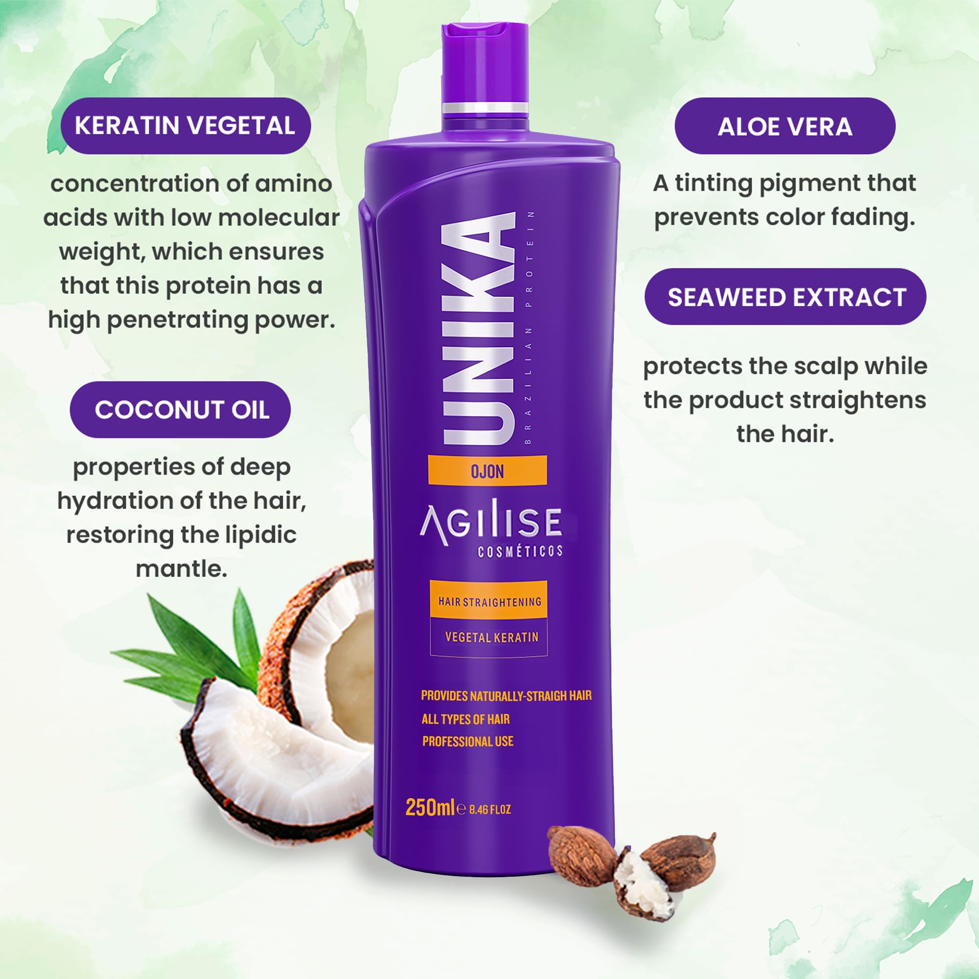 Agilise UNIKA Brazilian Keratin Hair Treatment – Formaldehyde-Free Blowout Cream with Ojon Oil