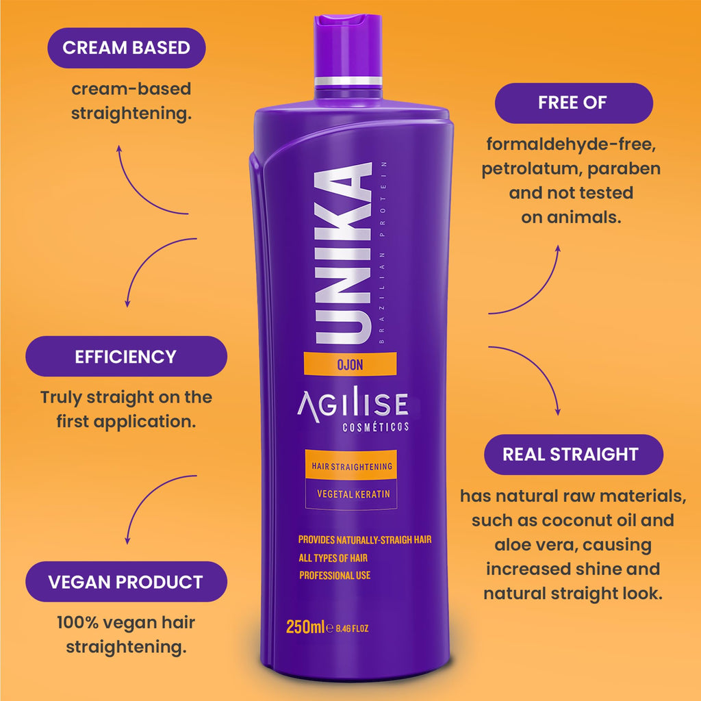 Agilise UNIKA Brazilian Keratin Hair Treatment – Formaldehyde-Free Blowout Cream with Ojon Oil