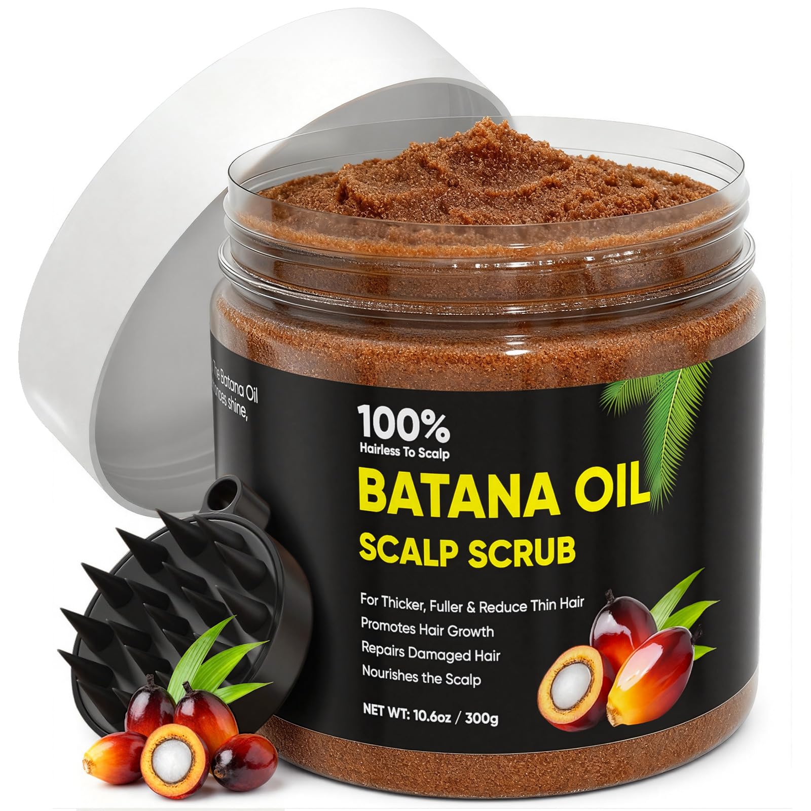 Agodafoo Batana Oil Scalp Scrub with Rosemary – Hair Nourishment & Growth Support, 10.6 oz